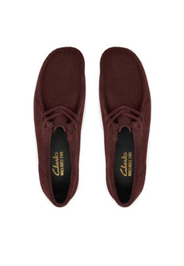 Clarks Półbuty WallabeeEVOSh 26184611 Bordowy. Kolor: czerwony. Materiał: zamsz, skóra