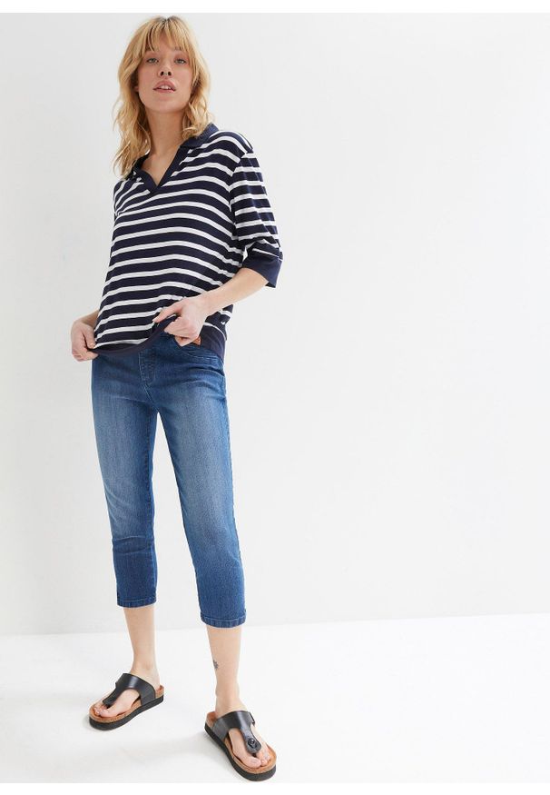 bonprix - Dżinsy Slim Fit, mid waist, dł. za kolano (2 pary). Kolor: niebieski