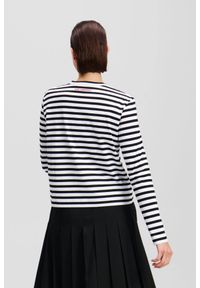 Karl Lagerfeld - KARL LAGERFELD Czarny damski lonsgleeve Ikon Print Stripe, Rozmiar S. Kolor: czarny. Materiał: materiał. Długość rękawa: długi rękaw. Wzór: nadruk. Styl: elegancki