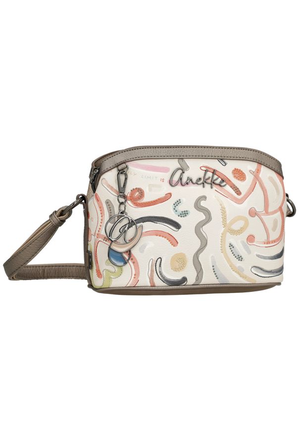 Torebka damska Anekke, na ramię z dekoracyjnym nadrukiem i metalowym logo zapinana na zamek z regulowanym paskiem oraz ozdobnym brelokiem, wielokolor. Wzór: nadruk. Dodatki: z breloczkiem. Styl: casual. Rodzaj torebki: na ramię