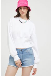 Abercrombie & Fitch bluza damska kolor biały gładka. Kolor: biały. Materiał: dzianina. Wzór: gładki #1
