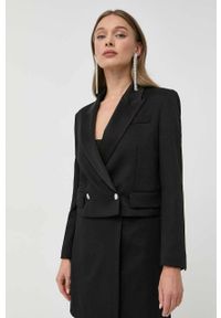 BOSS marynarka wełniana kolor czarny dwurzędowa gładka. Okazja: na co dzień. Kolor: czarny. Materiał: wełna. Wzór: gładki. Styl: casual, klasyczny #1