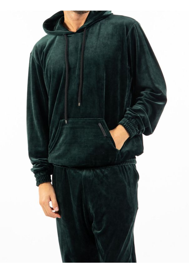 Takeshy Kurosawa Bluza | 83138 | Felpa Hoodie Ciniglia | Mężczyzna | Zielony. Okazja: na co dzień. Typ kołnierza: kaptur. Kolor: zielony. Materiał: elastan, poliester. Wzór: aplikacja. Styl: casual