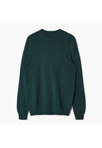 Cropp - Ciemnozielony sweter - Khaki. Kolor: brązowy. Materiał: bawełna, dzianina #1