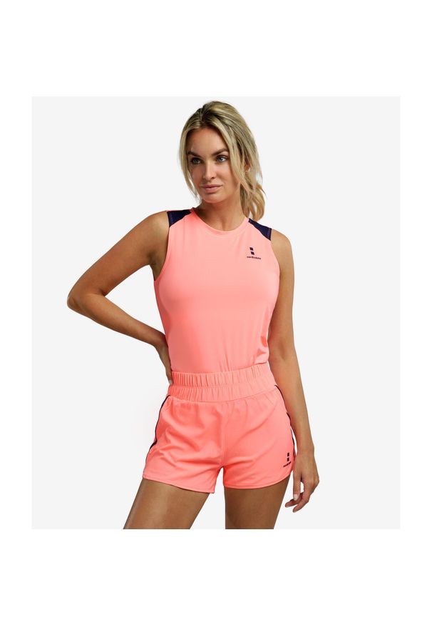 NORDICDOTS - Koszulka bez rękawów Performance damska Melon. Kolor: różowy. Materiał: poliester, elastan. Długość rękawa: bez rękawów. Sport: fitness