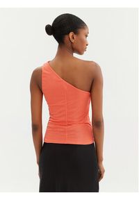 Pinko - PINKO Top 105048 A2F1 Koralowy Slim Fit. Kolor: pomarańczowy. Materiał: syntetyk #2