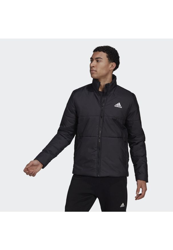 Adidas - BSC 3-Stripes Insulated Jacket. Kolor: czarny. Materiał: materiał