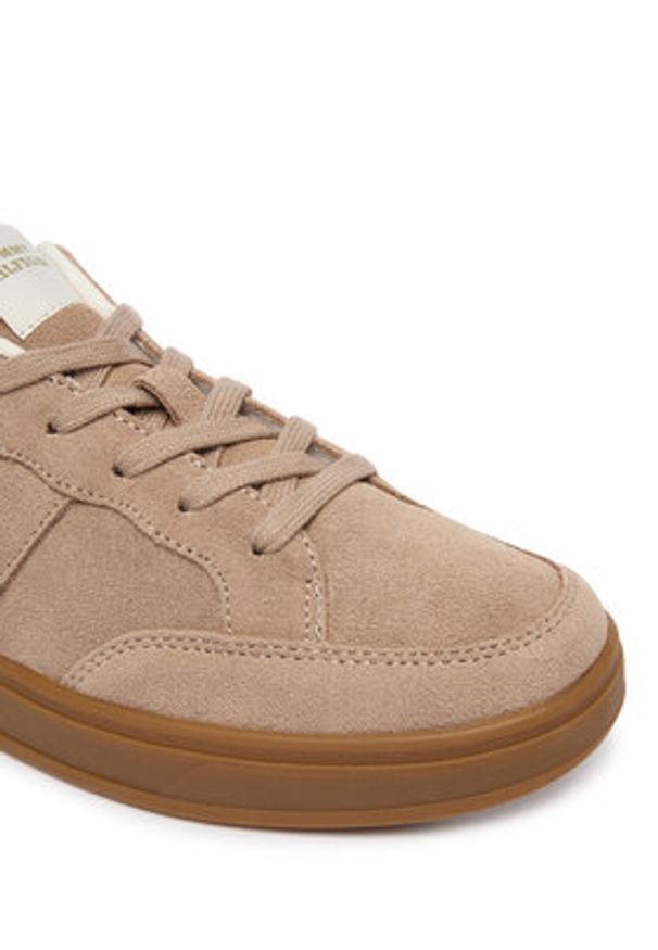 TOMMY HILFIGER - Tommy Hilfiger Sneakersy Th Heritage Court Sneaker Suede FW0FW09266 Beżowy. Kolor: beżowy. Materiał: zamsz, skóra