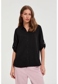 MOODO - Koszula z wiskozy czarna. Kolor: czarny. Materiał: wiskoza #1