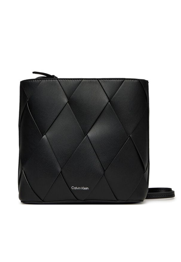 Calvin Klein Torebka Ck Woven Square Crossbody K60K612991 Czarny. Kolor: czarny. Materiał: skórzane