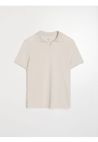 Sinsay - Bawełniana koszulka polo - kremowy. Typ kołnierza: polo. Kolor: kremowy. Materiał: bawełna