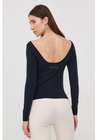 Max Mara Leisure longsleeve damski kolor granatowy. Kolor: niebieski. Materiał: materiał, dzianina. Długość rękawa: długi rękaw. Wzór: gładki #2