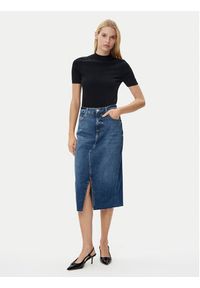 BOSS Spódnica jeansowa midi 50512588 Niebieski Slim Fit. Kolor: niebieski. Materiał: bawełna
