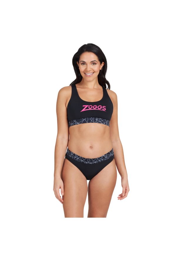 ZOGGS - Damski 2-częściowy kostium kąpielowy Zoggs Actionback. Kolor: czarny, niebieski, wielokolorowy