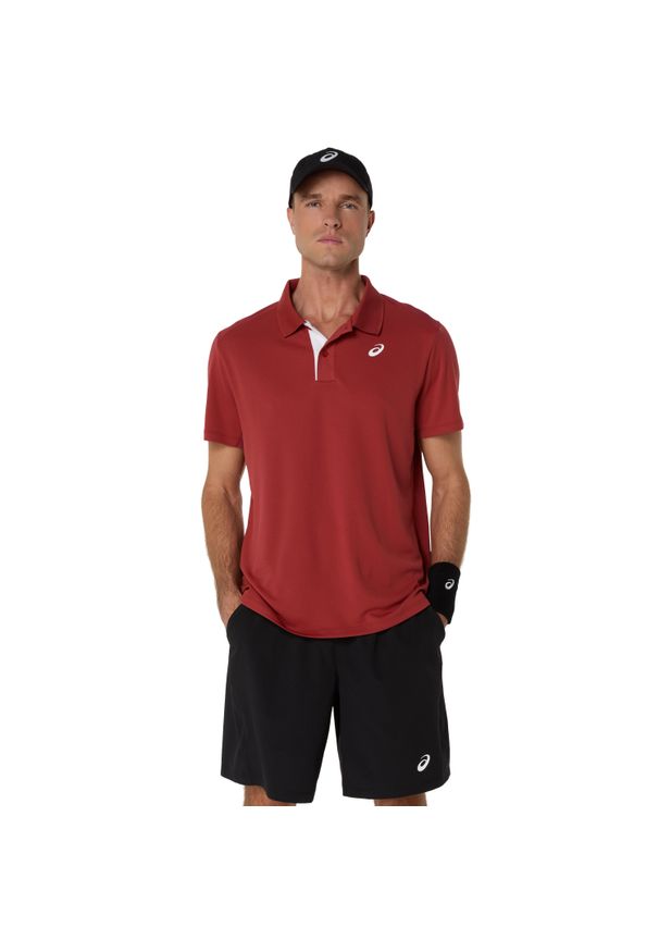 Polo Asics Court. Typ kołnierza: polo. Kolor: czerwony, wielokolorowy, brązowy. Sport: tenis