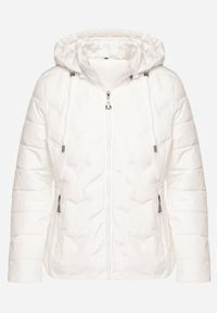 Renee - Biała Pikowana Kurtka Przejściowa z Kapturem Cinetta. Typ kołnierza: kaptur. Kolor: biały. Materiał: poliester, jeans. Styl: elegancki #8