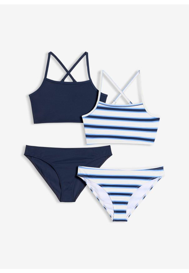 bonprix - Dwa komplety bikini, zestaw 4-częściowy. Kolor: niebieski