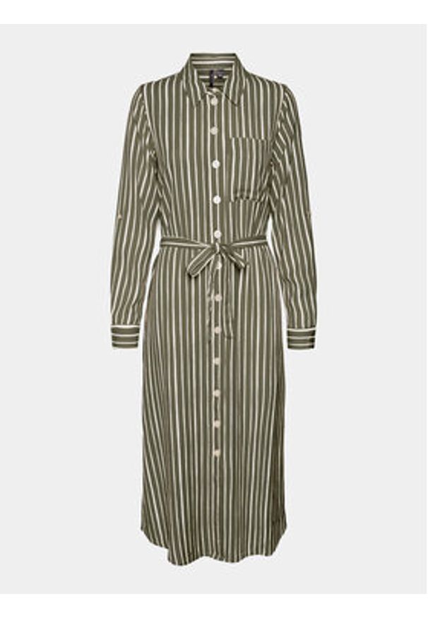 Vero Moda Sukienka koszulowa Ilisa 10306597 Brązowy Regular Fit. Kolor: brązowy. Materiał: bawełna. Typ sukienki: koszulowe