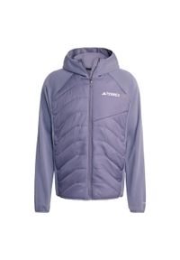 Adidas - Ocieplana hybrydowa kurtka z kapturem Terrex Multi CLIMAWARM. Typ kołnierza: kaptur. Kolor: fioletowy. Technologia: ClimaWarm (Adidas). Sport: turystyka piesza