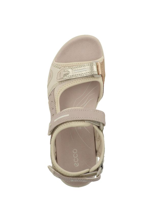 ecco - Buty do chodzenia damskie Ecco 82208352578. Zapięcie: rzepy. Kolor: biały, beżowy. Materiał: skóra. Sport: turystyka piesza