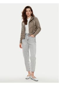 YAS Kurtka skórzana Sophie 26018510 Szary Regular Fit. Kolor: szary. Materiał: skóra #8