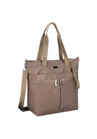 Jednokomorowa, beżowa shopperka damska zamykana suwakiem Peterson PTN CTY-19. Kolor: beżowy #1