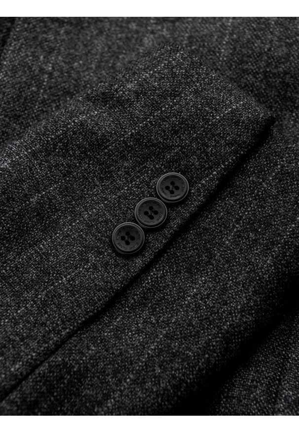 Ombre Clothing - Stylowa żakardowa marynarka męska w delikatne prążki - grafitowa V1 OM-BLZB-0113 - XL. Kolor: szary. Materiał: żakard. Wzór: prążki. Styl: elegancki