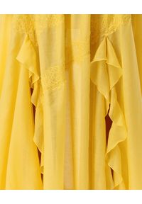 Ermanno Firenze - ERMANNO FIRENZE - Żółta spódnica z koronką i falbankami. Kolor: żółty. Materiał: koronka. Wzór: koronka. Sezon: lato, wiosna #4