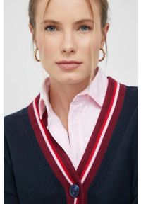 TOMMY HILFIGER - Tommy Hilfiger kardigan bawełniany damski kolor granatowy lekki. Kolor: niebieski. Materiał: bawełna. Długość rękawa: długi rękaw. Długość: długie #3