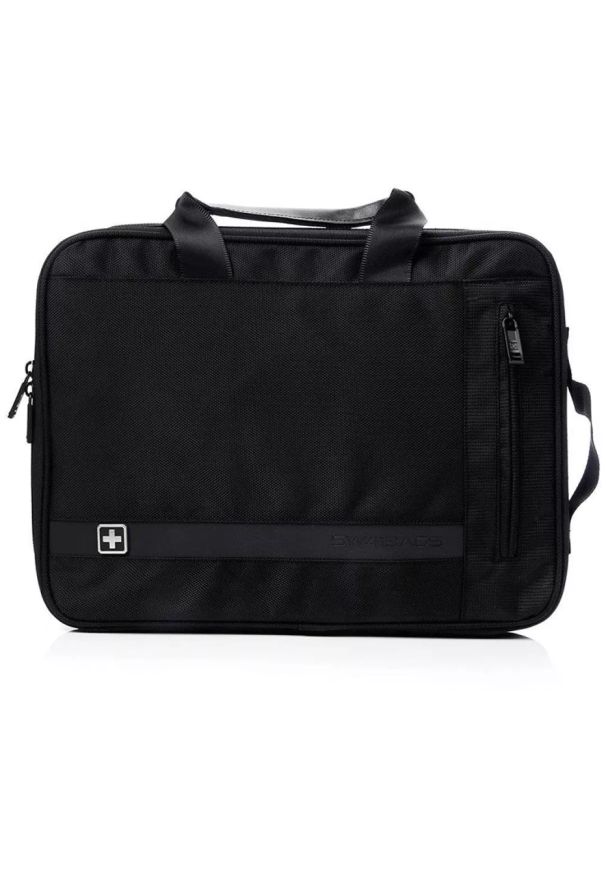 SWISSBAGS - Torba na laptopa Glion SB137 4 l - czarna. Kolor: czarny. Materiał: skóra, materiał. Styl: elegancki, casual, biznesowy