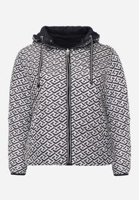 Born2be - Granatowa Dwustronna Kurtka Pikowana z Kapturem Zidila. Okazja: na spacer, na co dzień. Typ kołnierza: kaptur. Kolekcja: plus size. Kolor: niebieski. Materiał: jeans. Wzór: geometria. Styl: casual, sportowy #5
