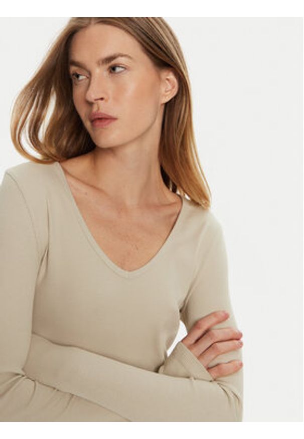 Calvin Klein Jeans Bluzka J20J224197 Beżowy Slim Fit. Kolor: beżowy. Materiał: bawełna