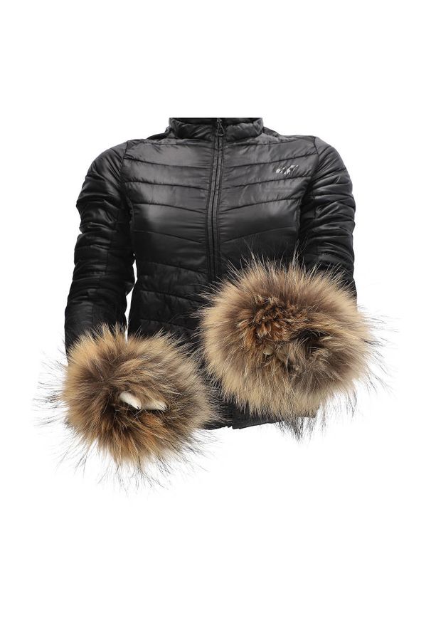 Brązowe Rękawiczki Luka-Pelli Skórzane Mitenki Z Naturalnym Futrem Jenota. Kolor: brązowy. Materiał: skóra, futro. Styl: elegancki