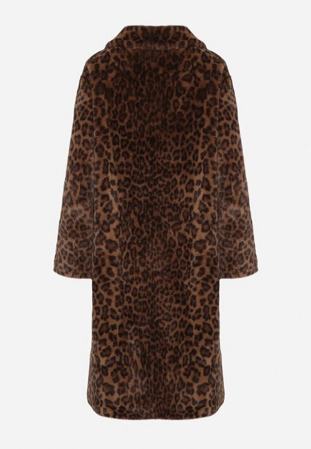 Born2be - Brązowy Jednorzędowy Płaszcz Futerko w Panterkę Otivana. Okazja: na co dzień, na spotkanie biznesowe, na randkę, do pracy. Kolor: brązowy. Materiał: futro. Wzór: motyw zwierzęcy. Sezon: zima, jesień. Styl: casual, biznesowy, elegancki, klasyczny