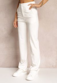 Renee - Białe Spodnie Szerokie Tanora. Kolor: biały. Materiał: tkanina. Długość: długie. Wzór: jednolity, aplikacja, gładki #5