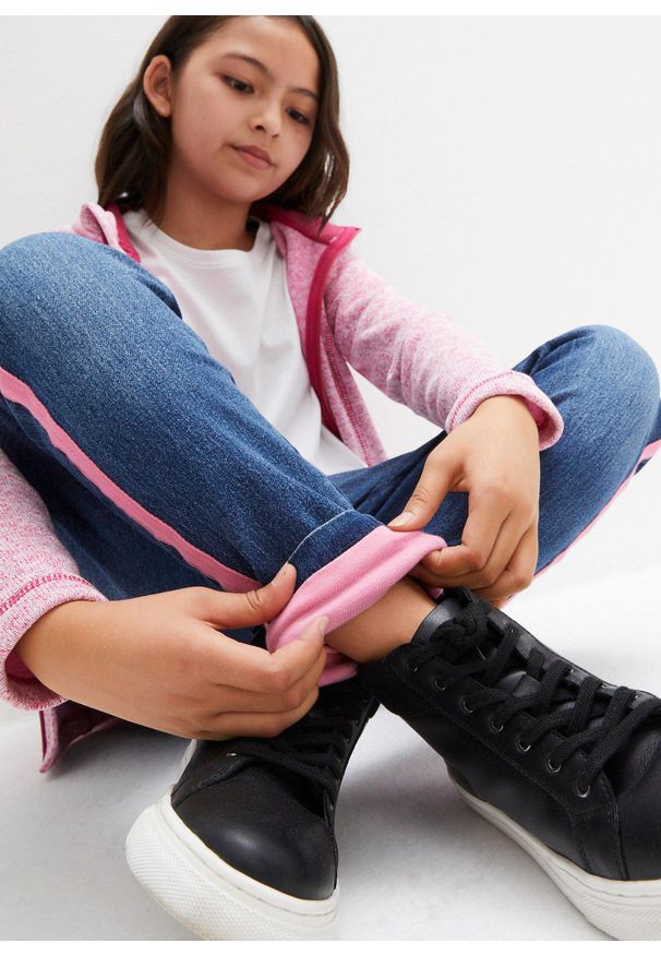 bonprix - Dżinsy termiczne na podszewce z dżerseju, średni stan. Kolor: niebieski