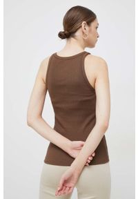 Polo Ralph Lauren top bawełniany kolor brązowy. Typ kołnierza: polo. Kolor: brązowy. Materiał: bawełna #2