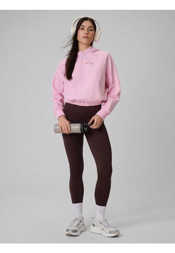 4f - 4F Bluza dresowa regular z kapturem damska - różowa M. Okazja: na co dzień. Typ kołnierza: kaptur. Kolor: różowy. Materiał: dresówka. Styl: casual