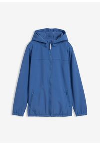 bonprix - Hydrofobowa kurtka softshellowa z kapturem. Typ kołnierza: kaptur. Kolor: niebieski. Materiał: softshell #1