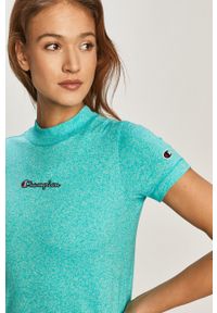 Champion - T-shirt. Okazja: na co dzień. Kolor: turkusowy. Materiał: dzianina. Wzór: aplikacja. Styl: casual #5