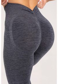 GYM GLAMOUR - Legginsy fitness damskie Gym Glamour seamless deep push up. Kolor: szary. Sport: fitness