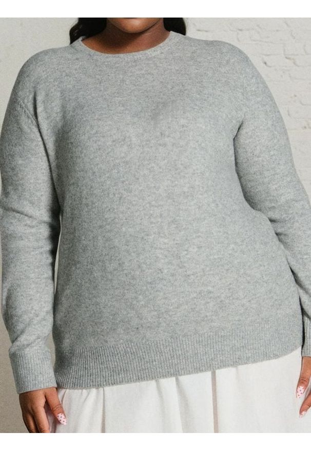 Sinsay - Sweter basic z domieszką wełny - szary. Kolor: szary. Materiał: wełna