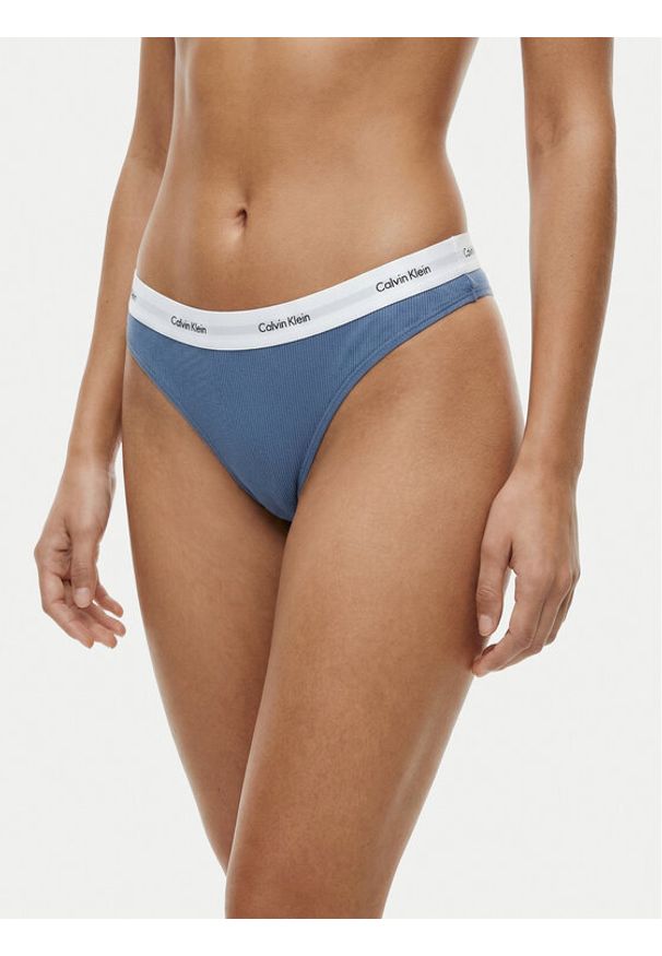 Calvin Klein Underwear Stringi LV00QD5357 Niebieski. Kolor: niebieski. Materiał: bawełna