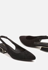 Born2be - Czarne Sandały Vices na Stożkowym Obcasie ze Skórzaną Wkładką i Odkrytą Piętą Selandra. Kolor: czarny. Materiał: skóra. Sezon: lato. Obcas: na obcasie. Wysokość obcasa: średni #9