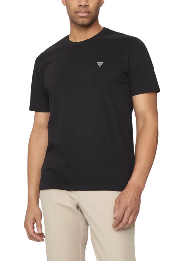 Guess - GUESS Granatowy bawełniany t-shirt męski Patch, Rozmiar XL. Okazja: na co dzień. Kolor: niebieski. Materiał: bawełna. Styl: casual, klasyczny