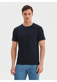 Pako Lorente - PAKO LORENTE – Granatowy gładki t-shirt męski. Kolor: czarny, niebieski, biały. Materiał: elastan, bawełna. Długość rękawa: krótki rękaw. Długość: krótkie. Wzór: gładki. Styl: klasyczny