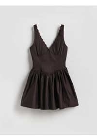 Reserved - Kombinezon z bawełną - ciemnobrązowy. Kolor: brązowy. Materiał: bawełna. Typ sukienki: proste #1