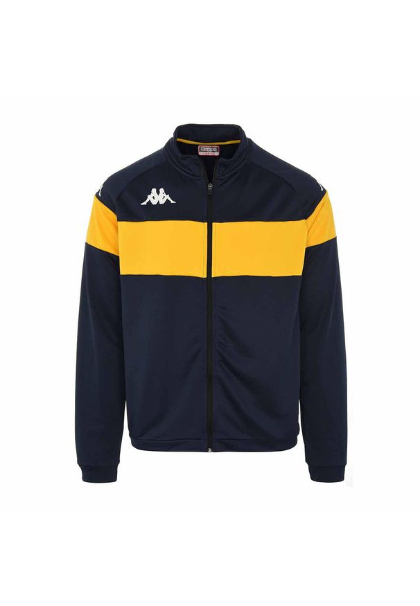 Kurtka z dresu Kappa Dacone. Kolor: niebieski, wielokolorowy, żółty. Materiał: dresówka