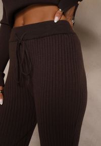 Renee - Brązowe Spodnie Dzwony z Wiskozą High Waist Tusrima. Stan: podwyższony. Kolor: brązowy. Materiał: wiskoza #2