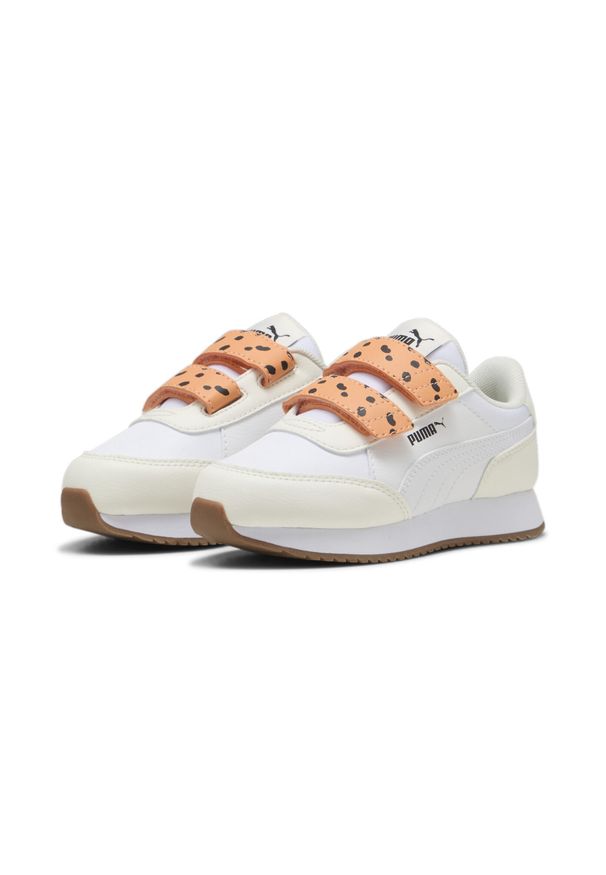 Puma - Dziecięce sneakersy Adaptor Match PUMA Warm White Bright Melon Black Orange. Kolor: pomarańczowy, biały, wielokolorowy, żółty. Sport: bieganie